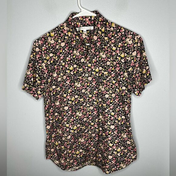 Parke & Ronen Floral Print Short Sleeve Button down Shirt Mens size Medium Pink - Picture 1 of 2